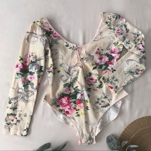Vintage Buche Pink & Green Floral Bodysuit